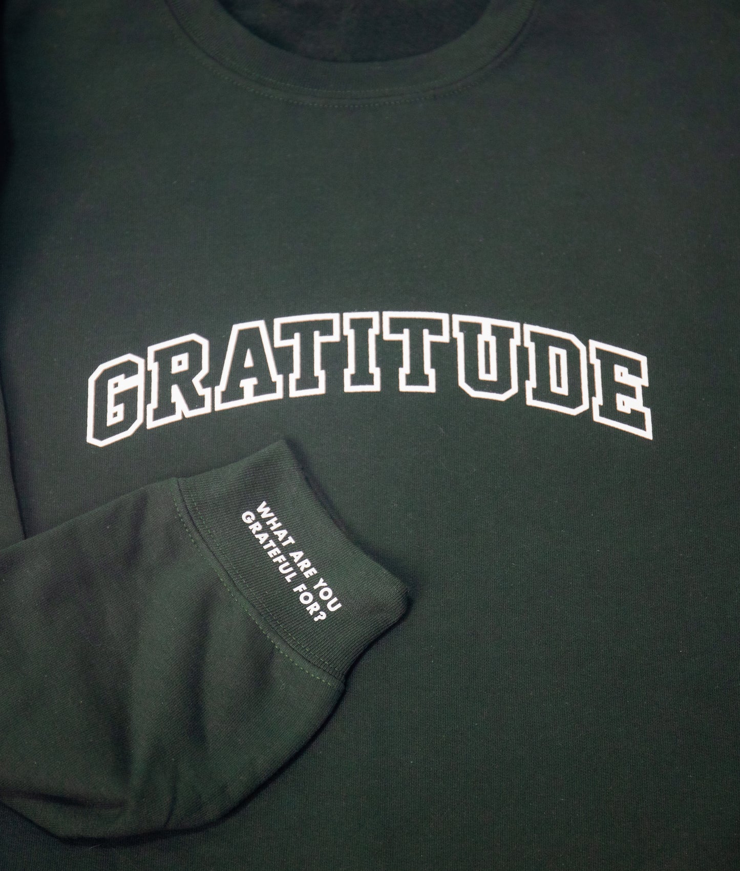 UNISEX Adults Gratitude Crewneck Sweater - Forrest Green