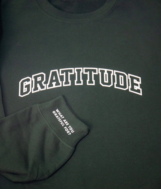 UNISEX Adults Gratitude Crewneck Sweater - Forrest Green